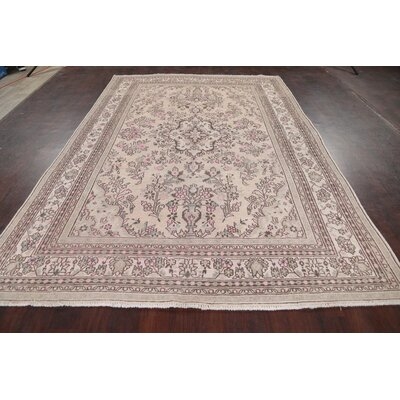 One-of-a-Kind Hand-Knotted 1960s 6'11" x 10'4" Wool Area Rug in Beige - Image 0