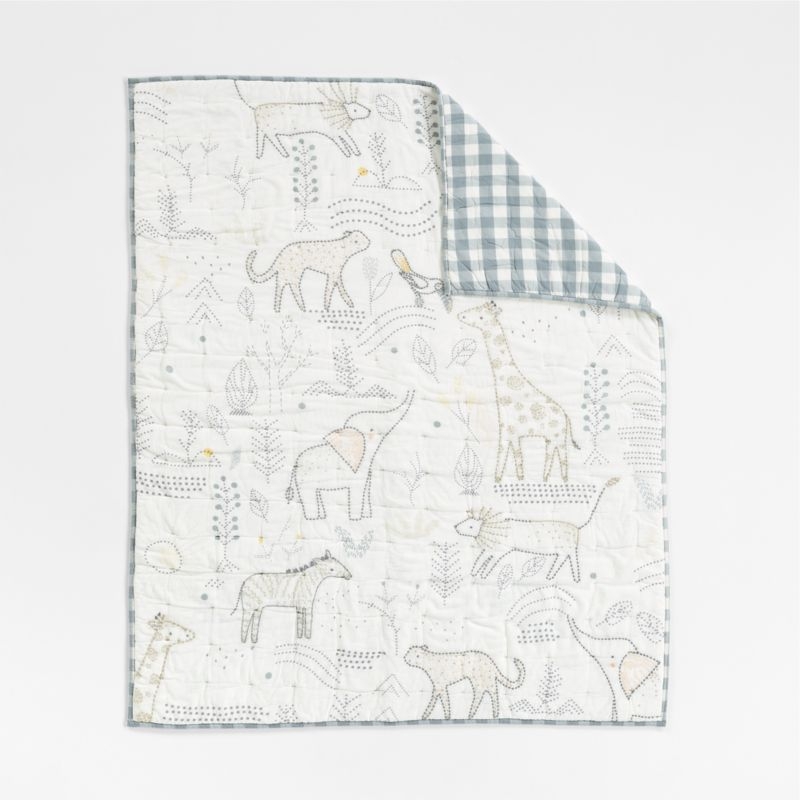 Safari Friends Gauze Organic Cotton Baby Crib Quilt - Image 2