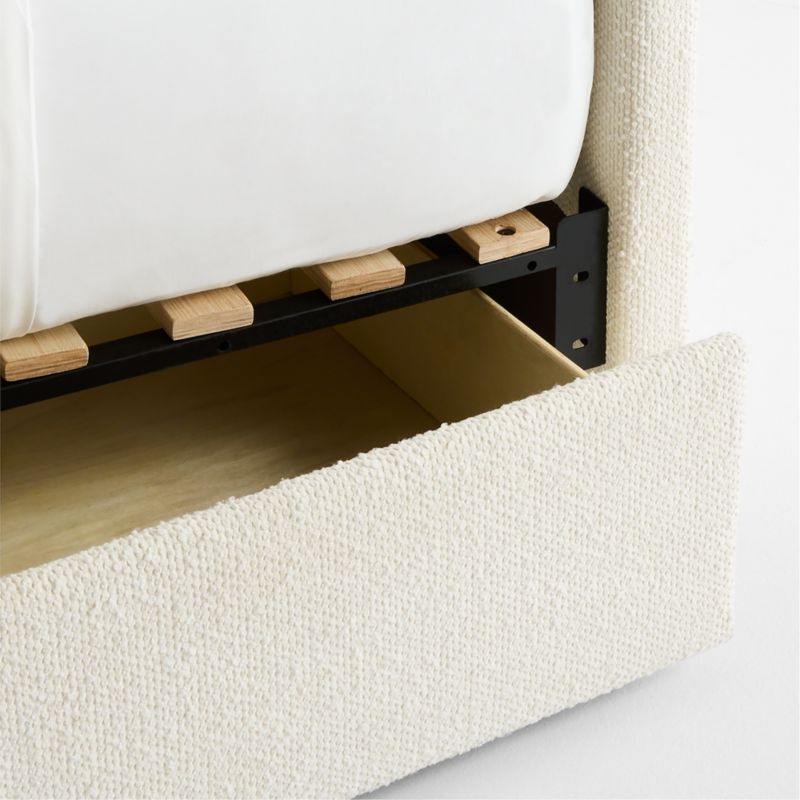 Mira Cream Performance Boucle Upholstered Kids Twin Storage Bed - Image 2