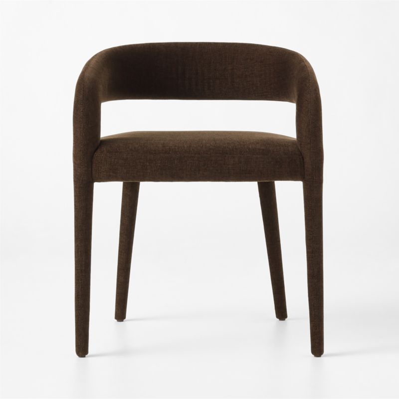 Lisette Brown Performance Fabric Dining Armchairs Set of 4 - Image 1