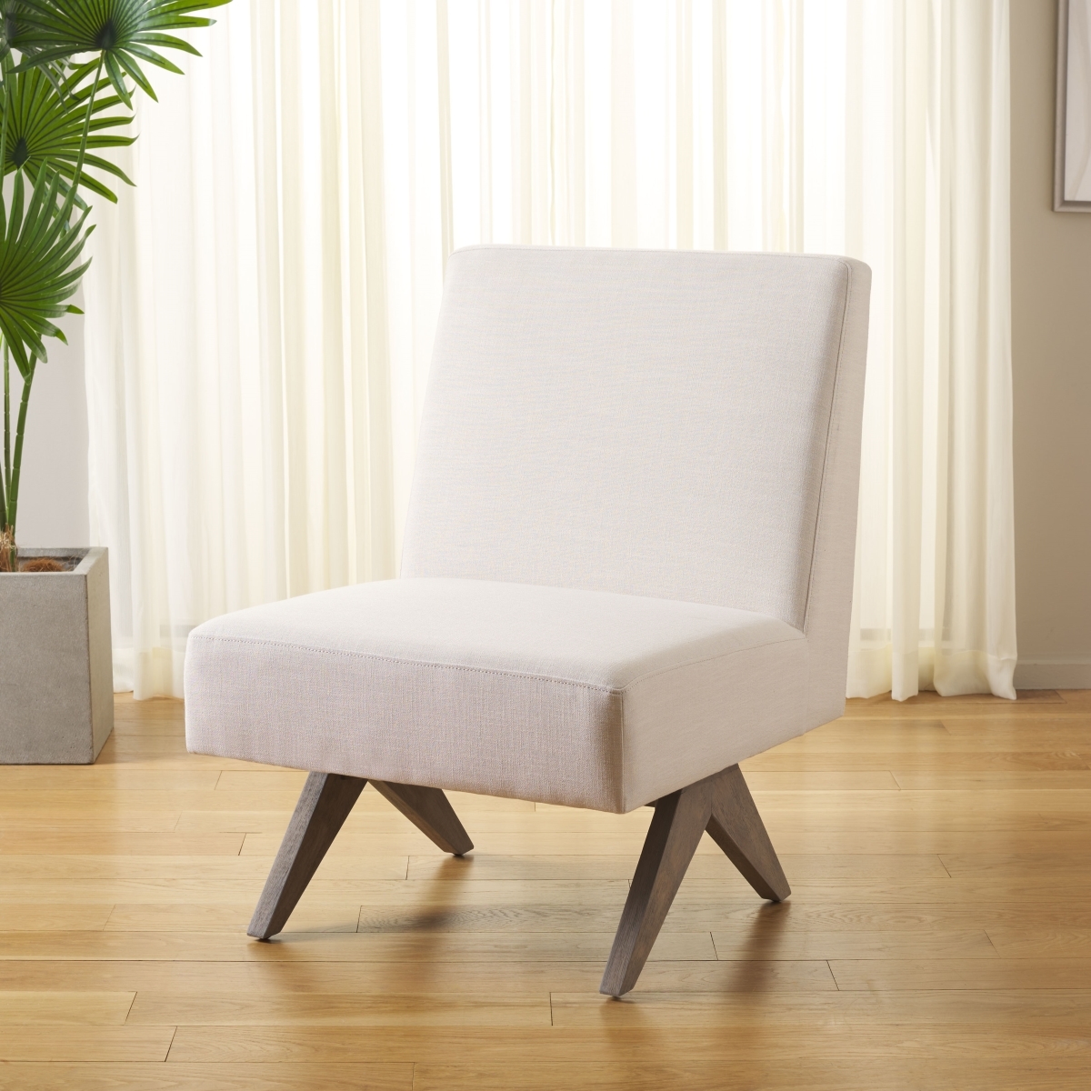 Oliviadella Accent Chair - Bone / White Washed - Safavieh - Image 1