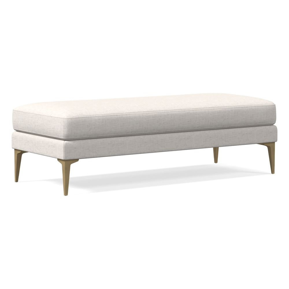 Andes Bench, Poly, Performance Coastal Linen, White, Blackened Brass - Image 0