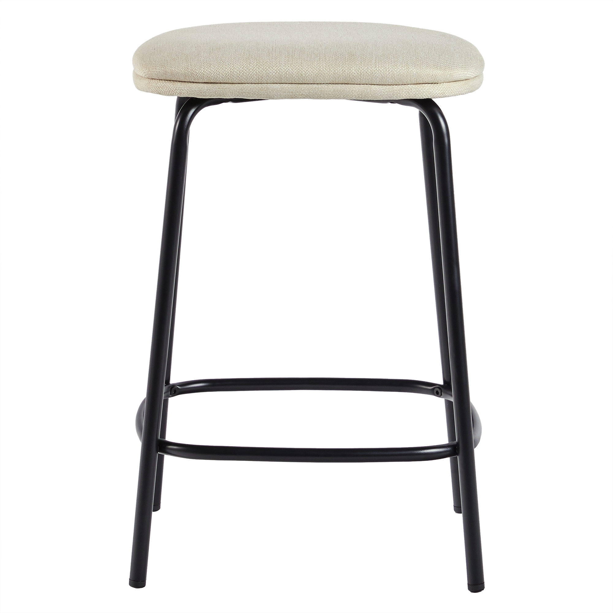 Modern Simple Counter Stool with Upholstered Seat, Set of 2, Ivory - Image 3