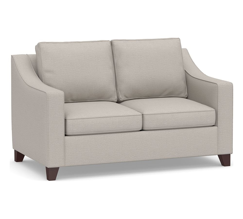 Cameron Slope Arm Upholstered Loveseat 60.5", Polyester Wrapped Cushions, Chunky Basketweave Stone - Image 0