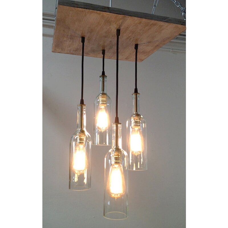 Industrial Lightworks 4 - Light Cluster Jar Pendant with Wood Accents - Image 0