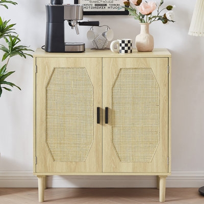 Locksly Accent Storage Cabinets with 2 Rattan Doors, Kitchen Sideboard Buffet Cabinet, Console - Image 0