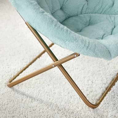 Recycled Cozy Sherpa Hang-A-Round Chair, Turquoise - Image 2
