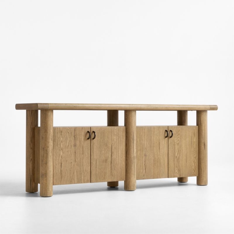 Breckenridge 78" Weathered Rustic Oak Wood Credenza - Image 1