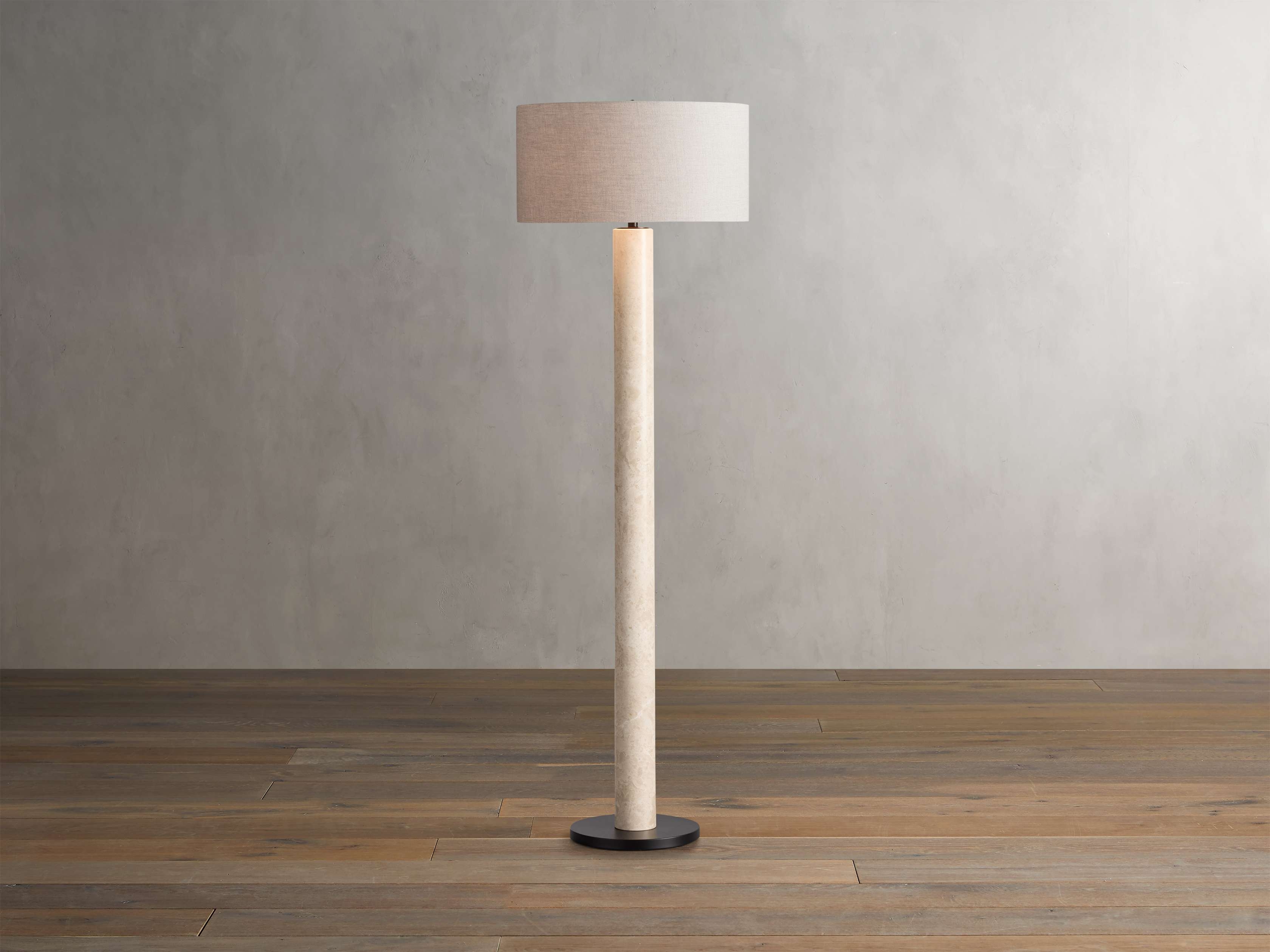 Brixton Floor Lamp in Stone White  Cream Marble/Flax - Image 0