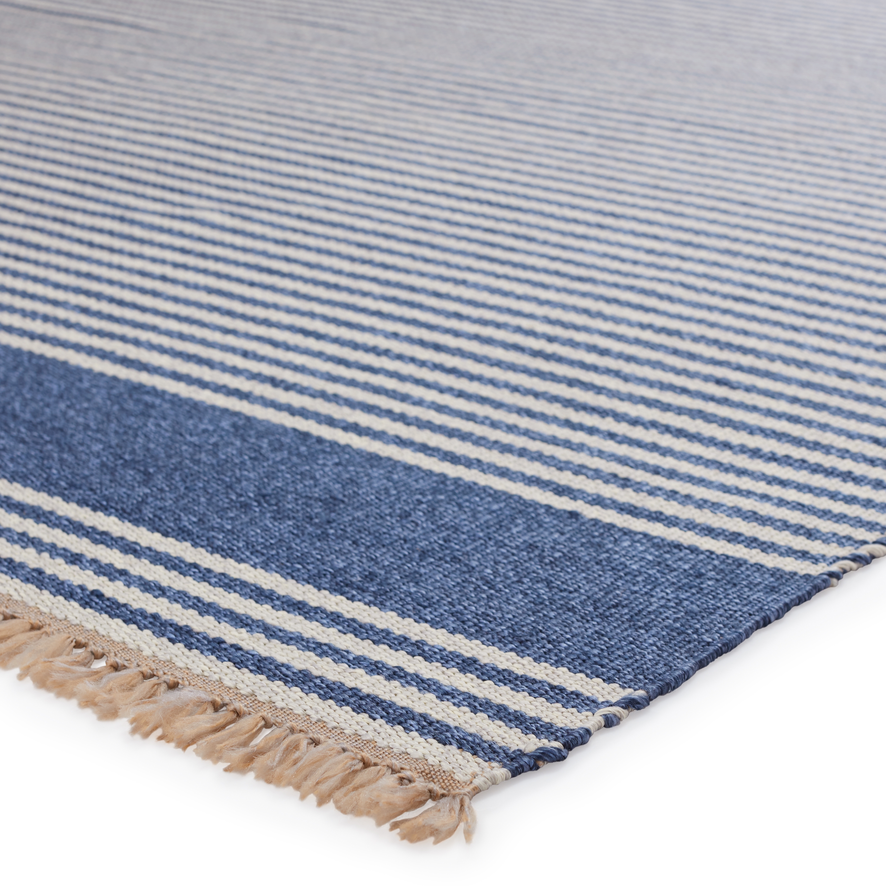 Vibe by Strand Indoor/ Outdoor Striped Blue/ Beige Area Rug (4'X6') - Image 1