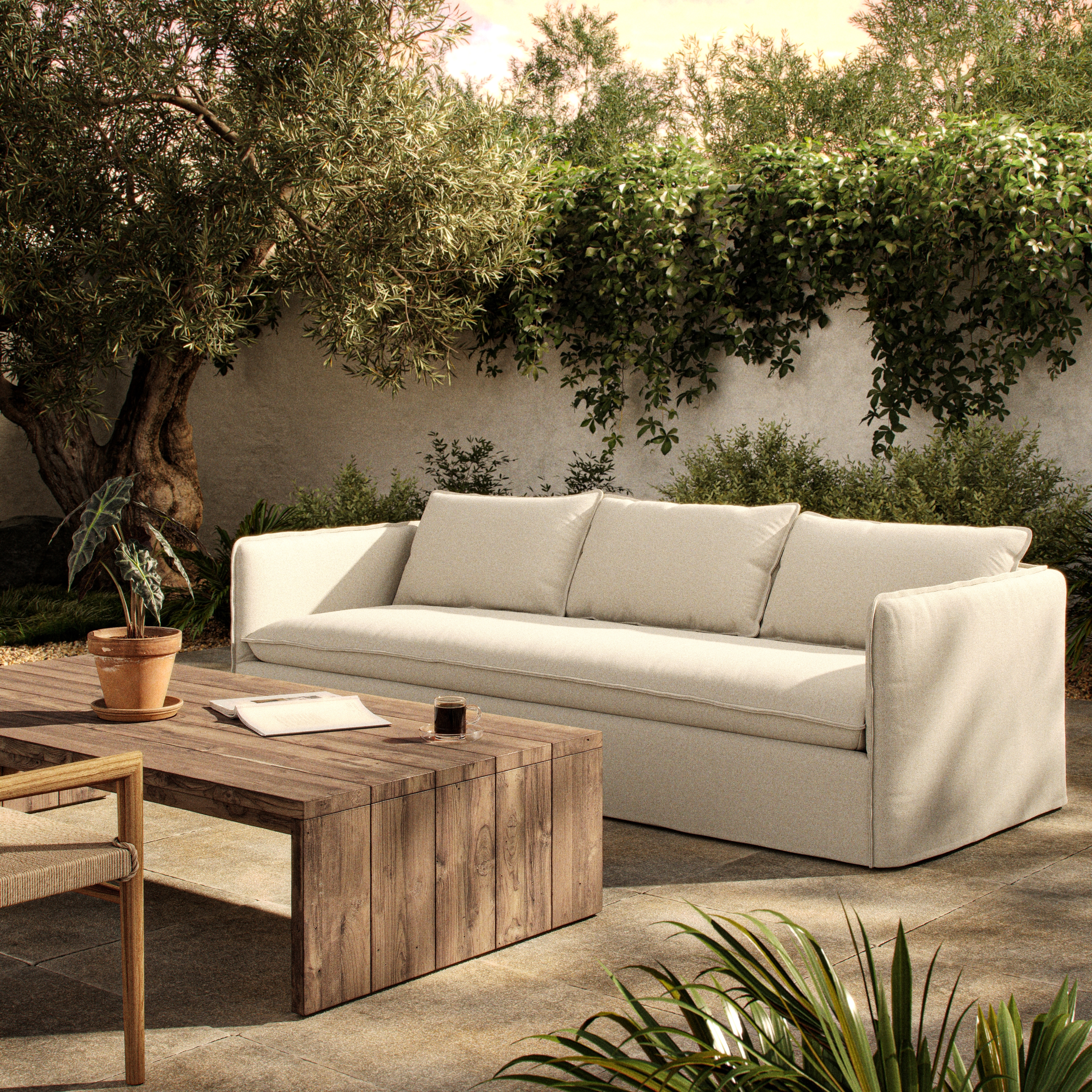 Andre Outdoor Sofa-96"-Alessi Linen - Image 13