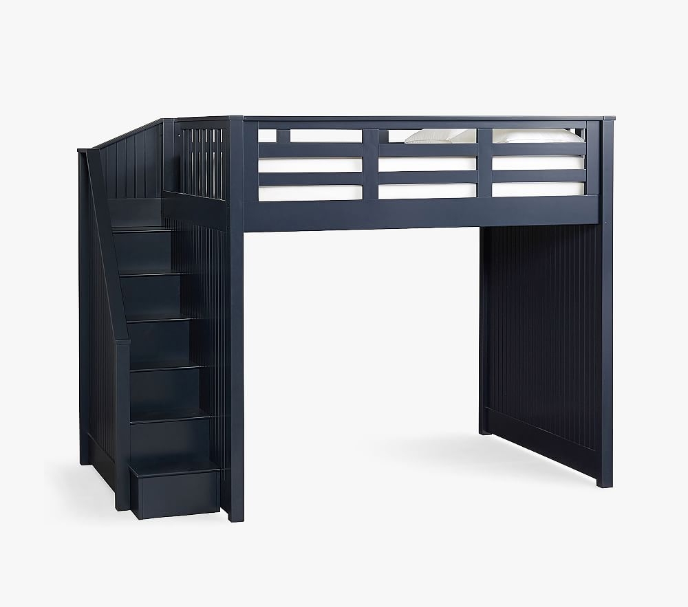 Catalina Stair Loft Bed, Full, Navy, In-Home Delivery - Image 0