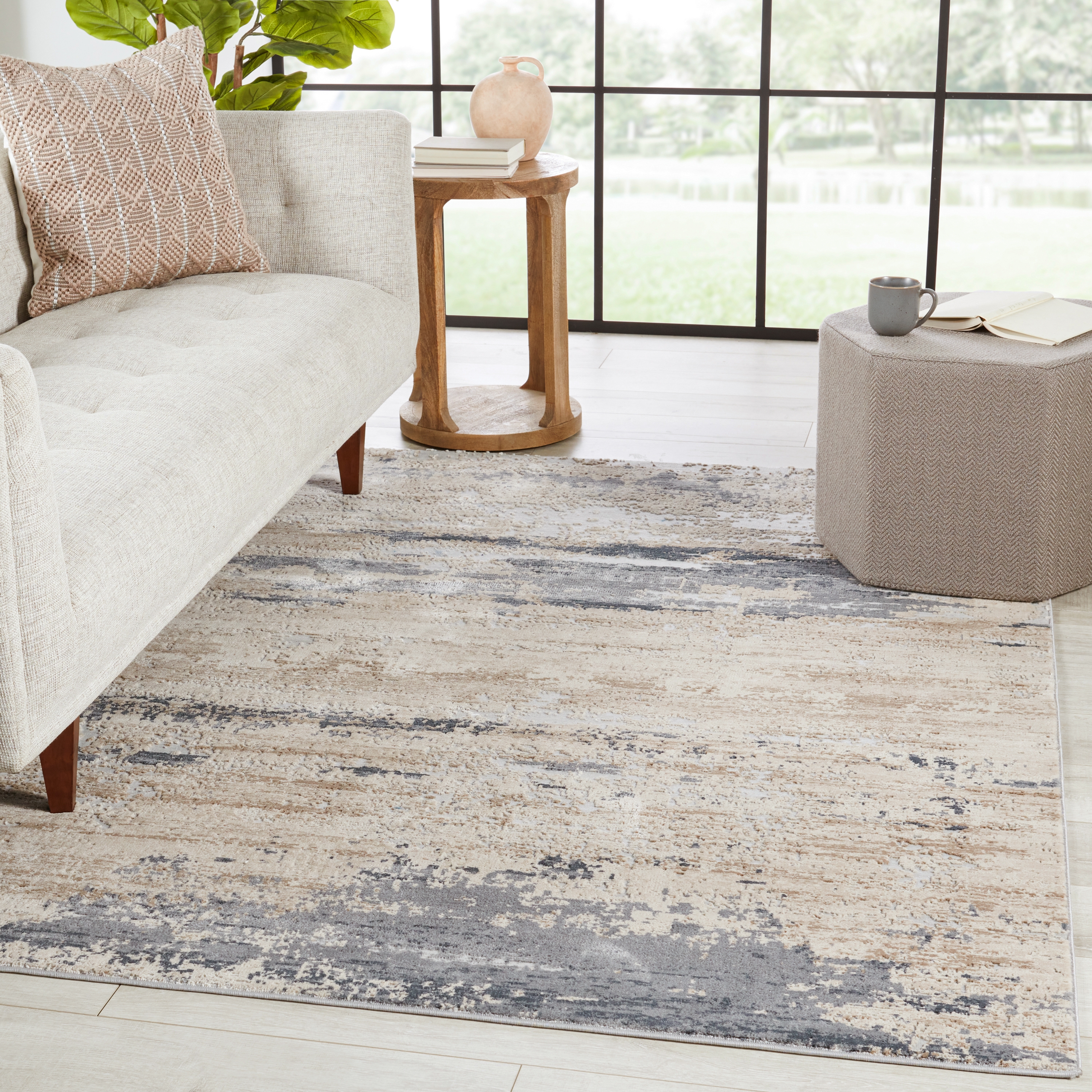 Ronan Abstract Beige/ Gray Area Rug (5'3"X8') - Image 4