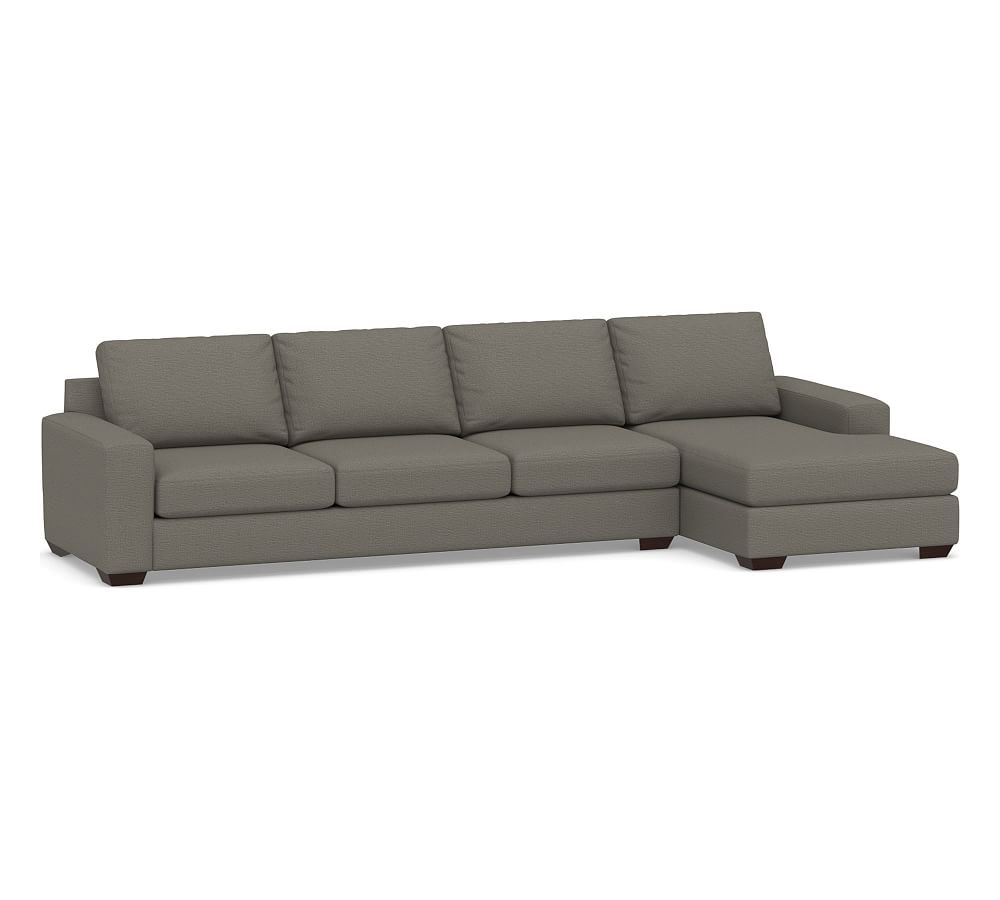 Big Sur Square Arm Upholstered Left Arm Grand Sofa with Chaise Sectional, Down Blend Wrapped Cushions, Chunky Basketweave Metal - Image 0