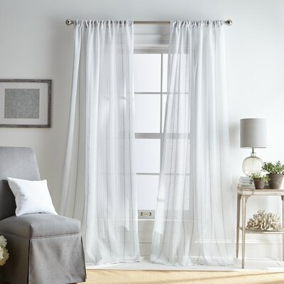 Hampton Stripe Polyester Sheer Curtain Panel - Image 0