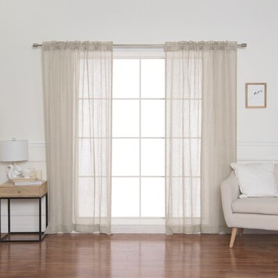 Isadora Linen Back Tab Solid Semi-Sheer Single Curtain Panel - Image 0