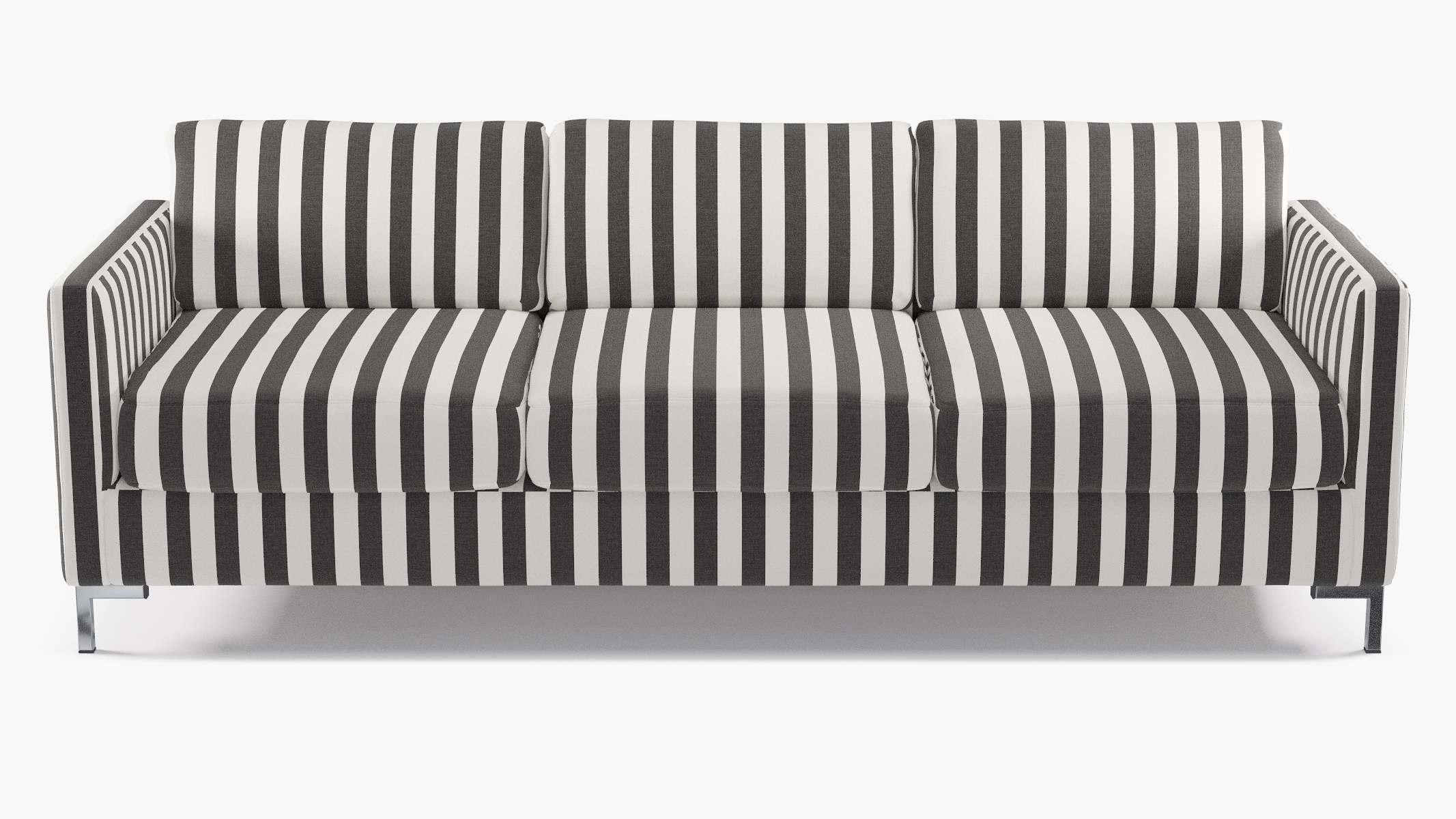 Modern Sofa, Ink Cabana Stripe, Chrome - Image 0
