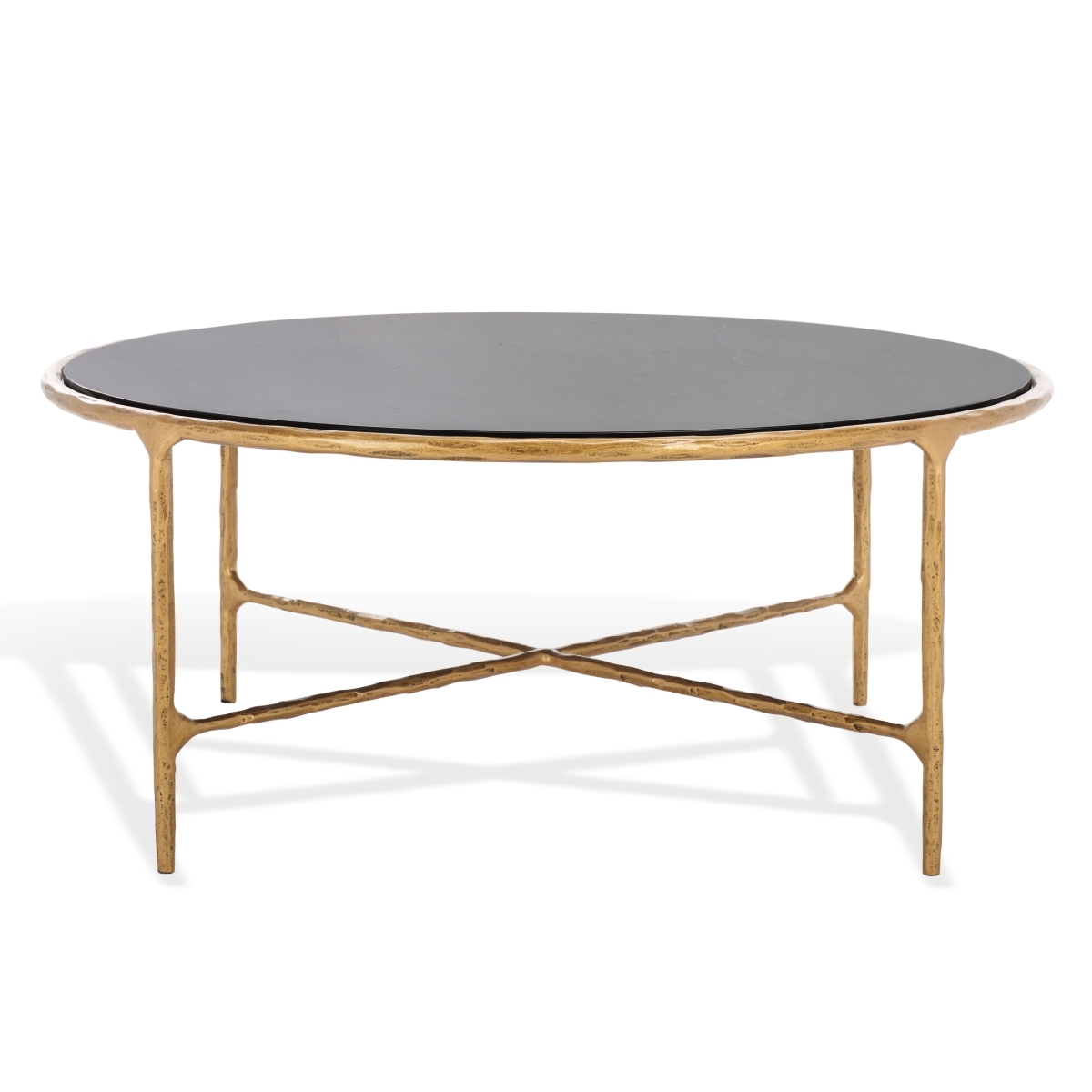 Jessa Round Metal Coffee Table - Brass/Black - Image 0