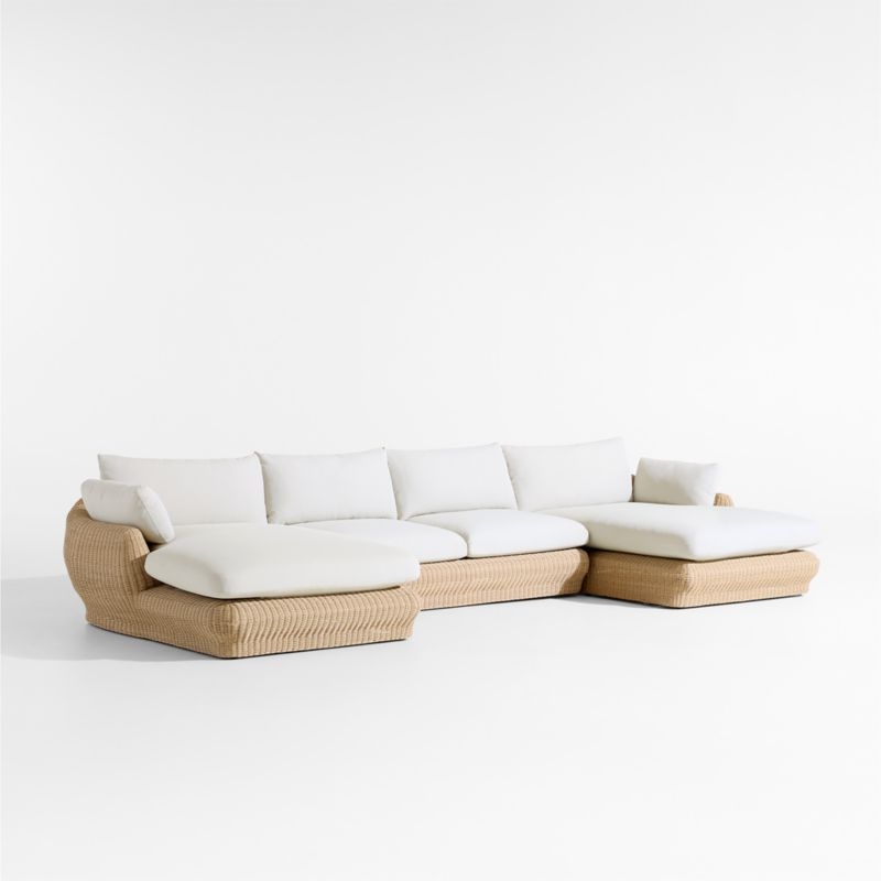 Ipanema Wicker 3-Piece Chaise Outdoor Sectional with Cushions - Image 2