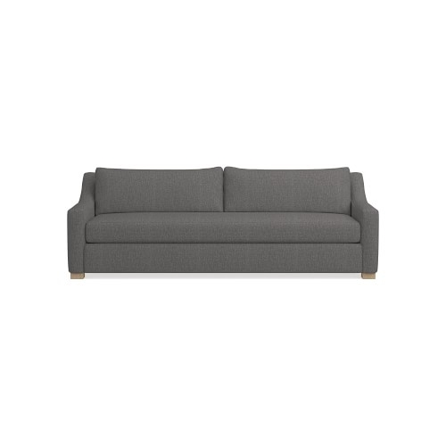 Ghent Slope Arm 96 Sofa, Standard Cushion, Perennials Performance Melange Weave, Grey, Natural Leg - Image 0