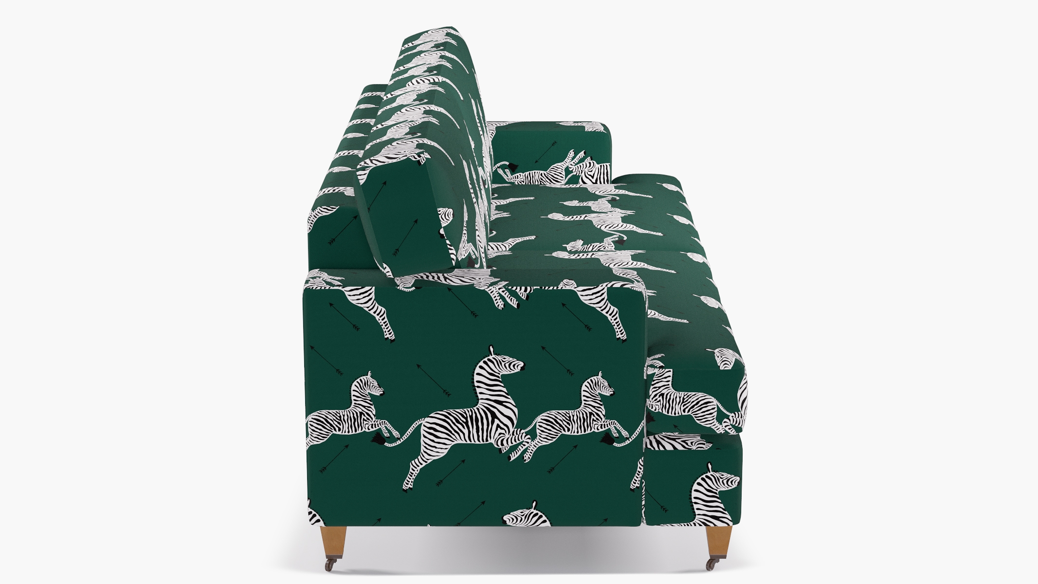 Classic Sofa, Emerald Zebra, Natural with Antique Brass Caster - Image 2
