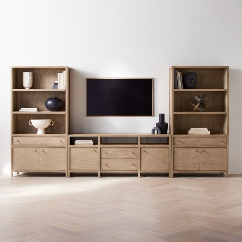 Keane 40" Weathered Natural Wood Closed Bookcase - Image 3