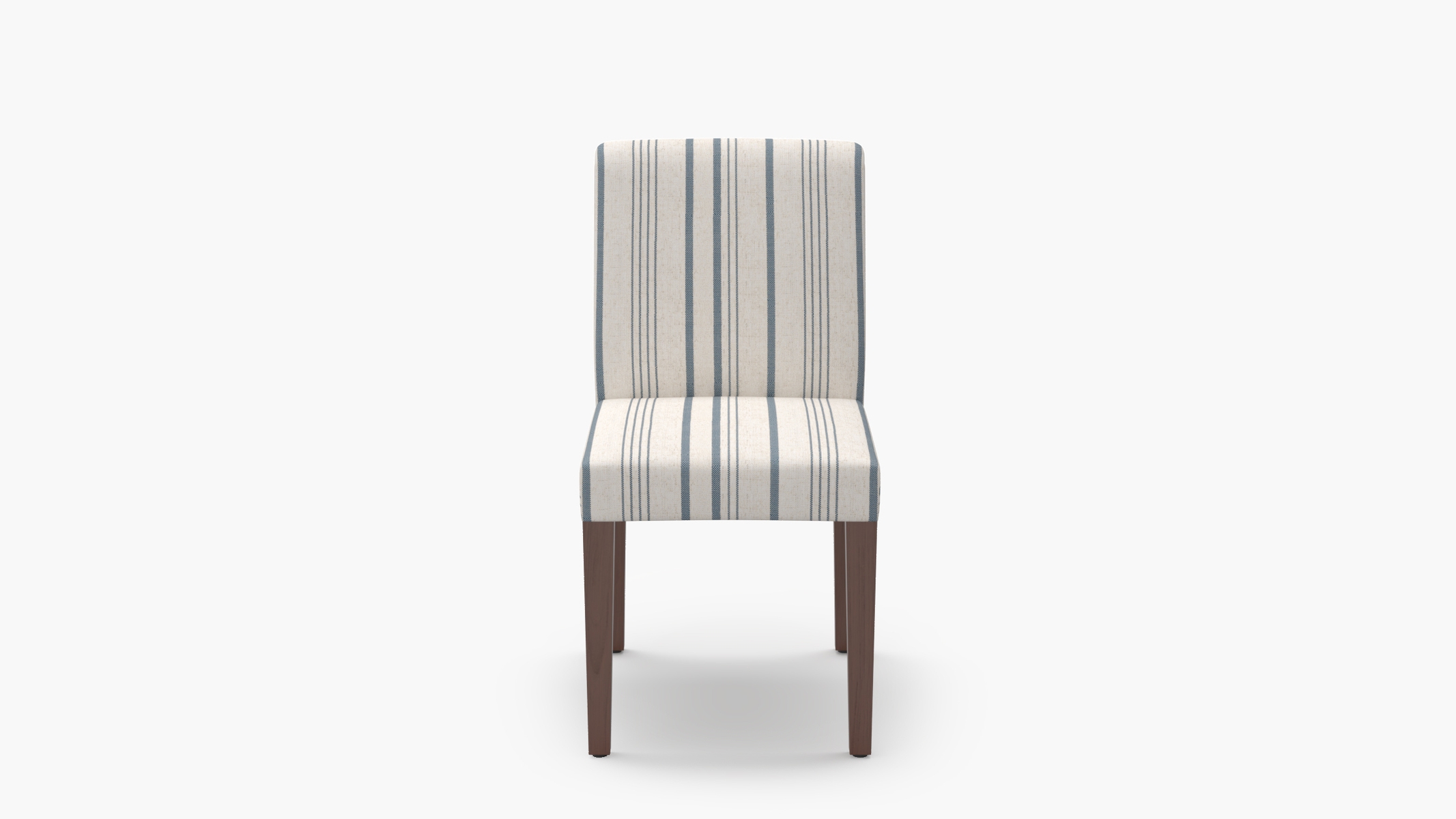 Signature Dining Chair, Blue Market Stripe, Walnut Square Tapered Leg - Image 0