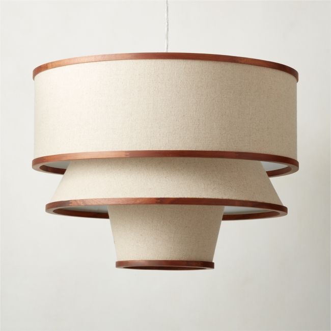 Bruna Walnut Wood and Linen Pendant Light - Image 0