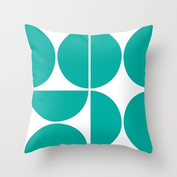 Mid Century Modern Turquoise Square Throw Pillow by The Old Art Studio - Cover (18" x 18") With Pillow Insert - Indoor Pillow - Image 0