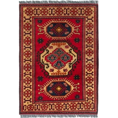 One-of-a-Kind Newnan Hand-Knotted 2010s Uzbek Red 3'3" x 4'9" Wool Area Rug - Image 0