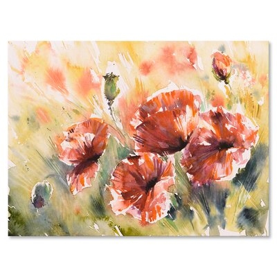 Red Poppy On A Field - Traditional Canvas Wall Art Print - Image 0