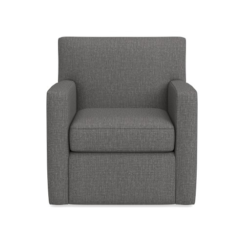 Brighton Swivel Armchair, Standard Cushion, Perennials Performance Melange Weave, Gray - Image 0