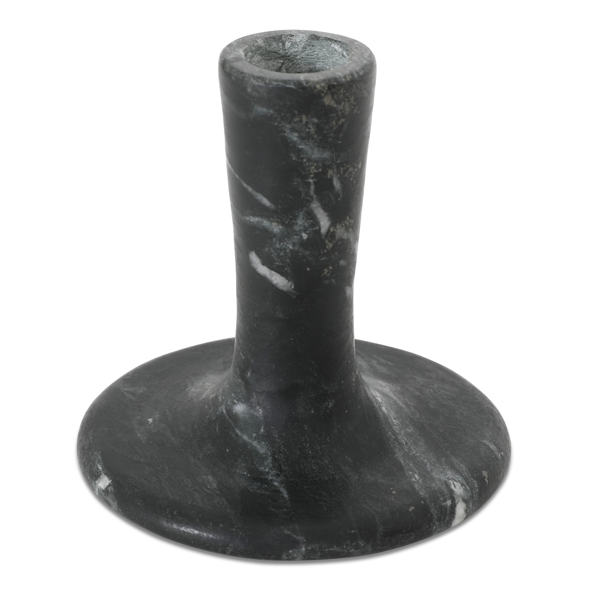 East Short Candle Holder Black Veined Marble - Image 3