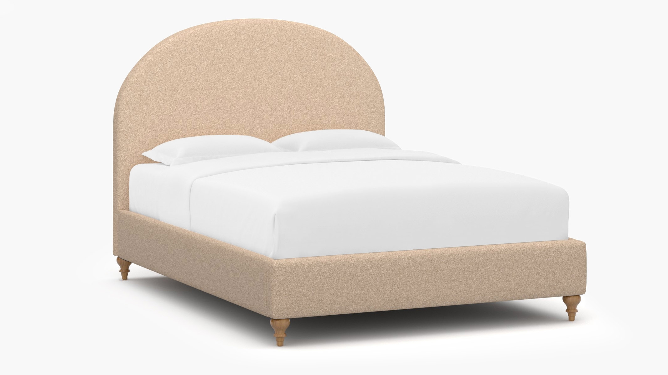 Demilune Bed, Buff Boucle, Natural Traditional Turned Leg, Twin - Image 1