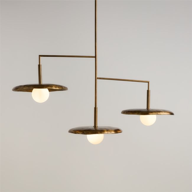 Lilypad Metal and Glass Three Light Chandelier by Brigette Romanek 49.5" - Image 0