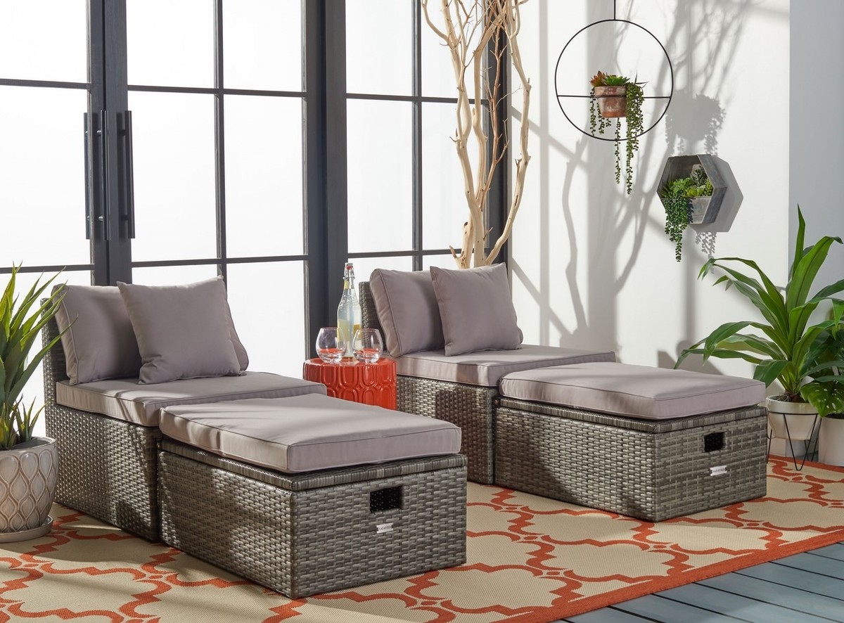 Pramla Outdoor Sette With Otto - Grey / Grey - Safavieh - Image 1