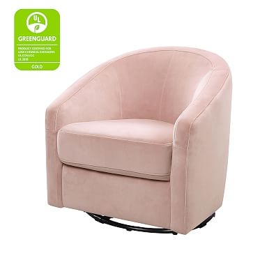 Madison Swivel Glider, Blush Pink Velvet, WE Kids - Image 2