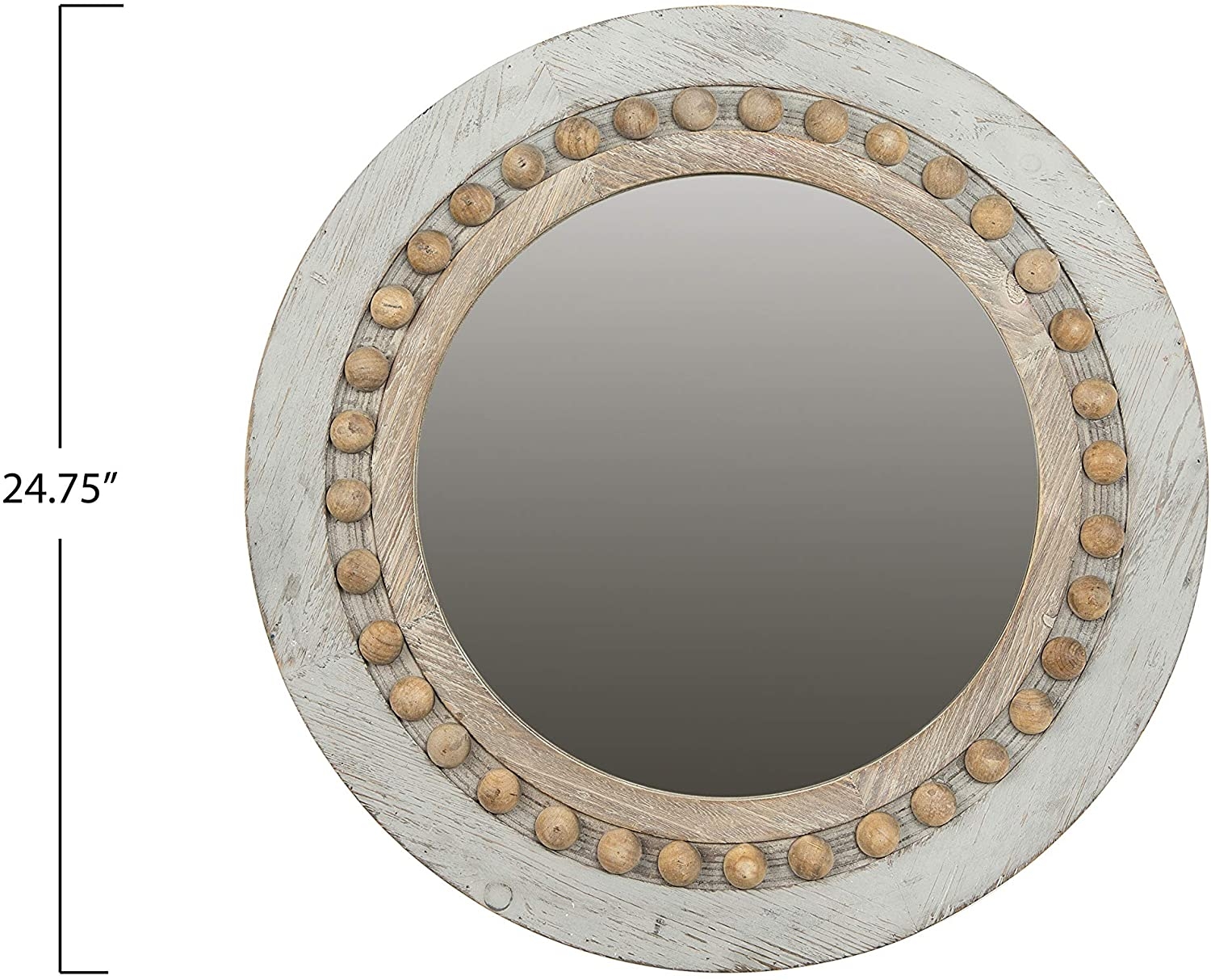 Round Decorative Wood Wall Mirror, 24.75" - Image 3