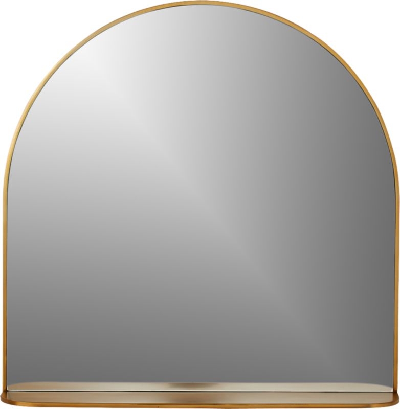 Brass Arched Mirror with Shelf - Image 3