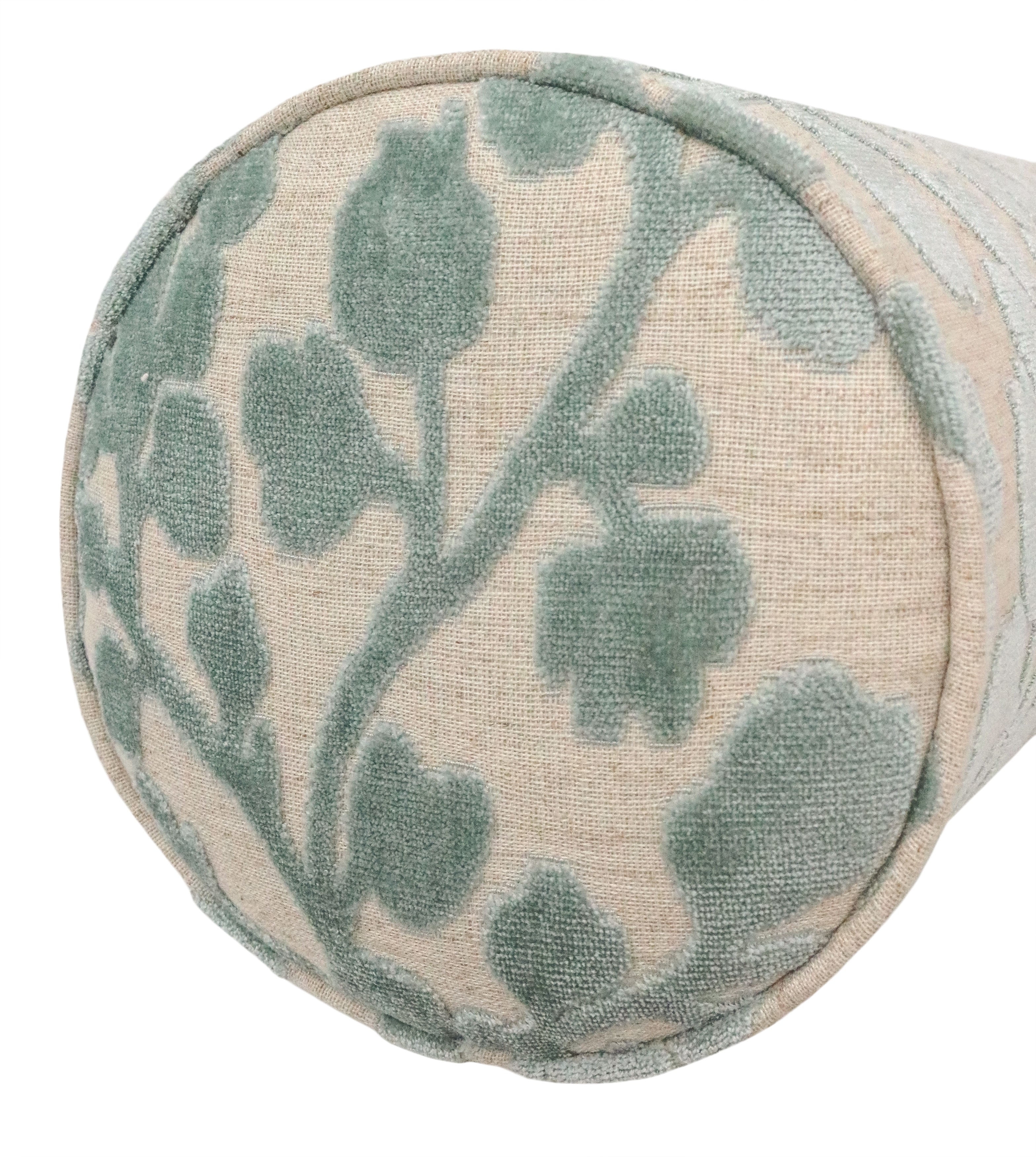 THE BOLSTER :: BLOSSOM CUT VELVET // SPA BLUE - BY THE YARD - Image 1