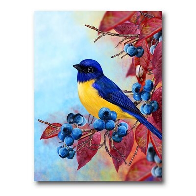 Bright Bird Bullfinch Sitting On A Branch I - Traditional Canvas Wall Art Print-FDP35981 - Image 0