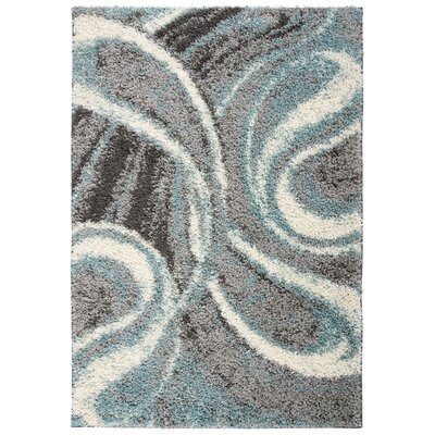 Farmerville Abstract Shag Area Rug in Blue/Gray/White - Image 0