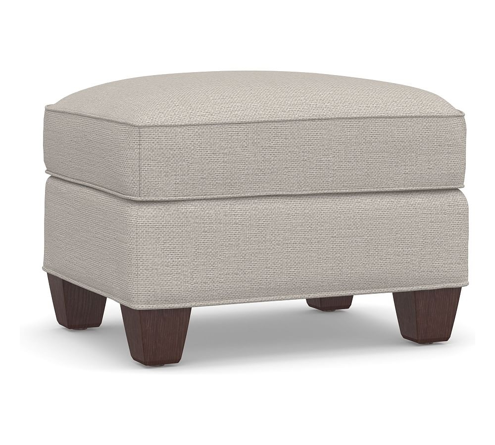 Irving Roll Arm Upholstered Storage Ottoman, Polyester Wrapped Cushions, Chunky Basketweave Stone - Image 0