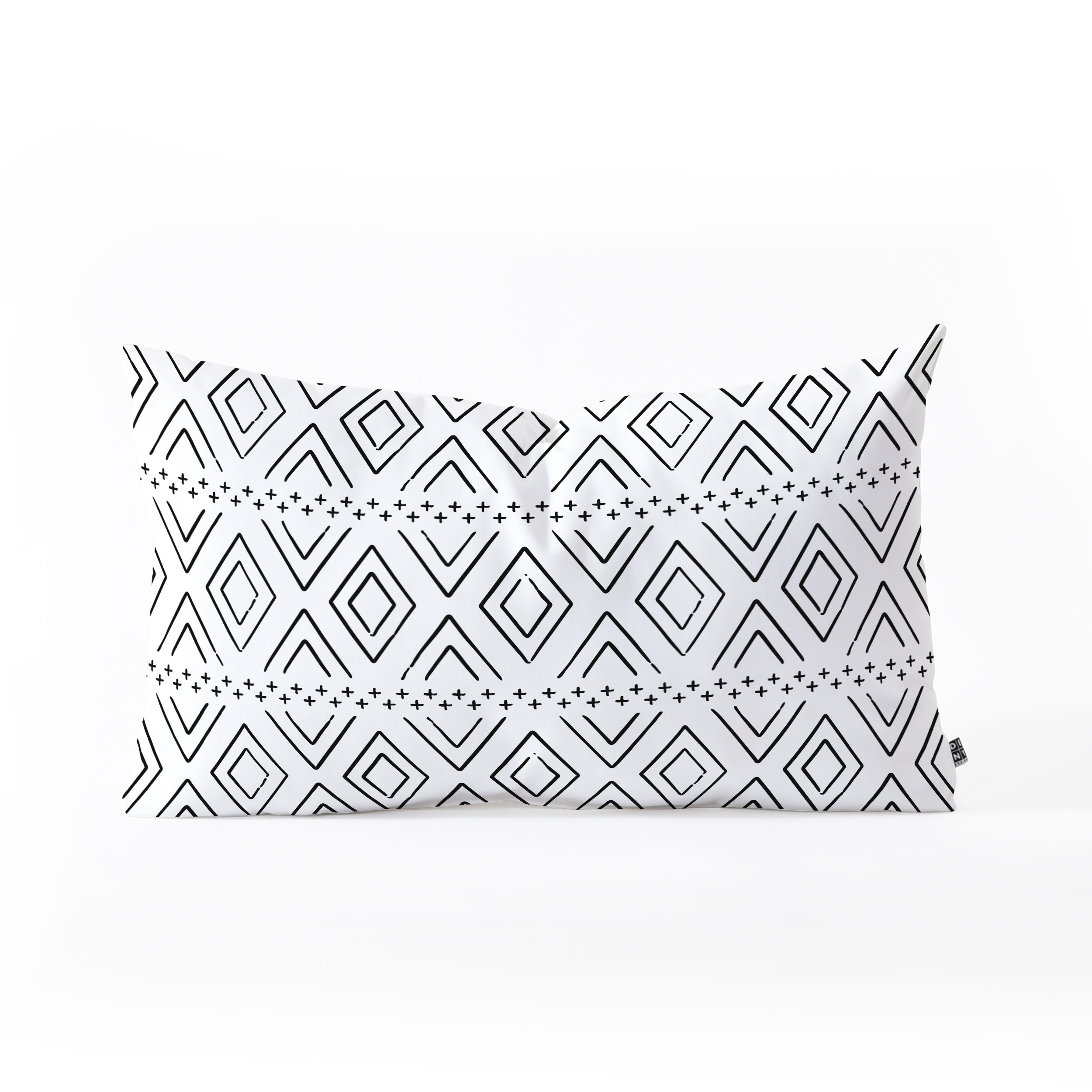 Farmhouse Diamonds Black by Little Arrow Design Co - Oblong Throw Pillow 26" x 16" - Image 0