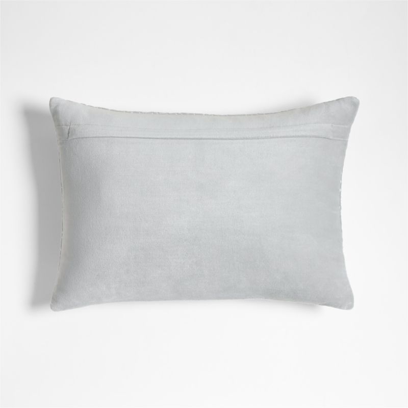 Sashiko Organic Cotton Velvet 22x15 Mist Blue Throw Pillow Cover - Image 1