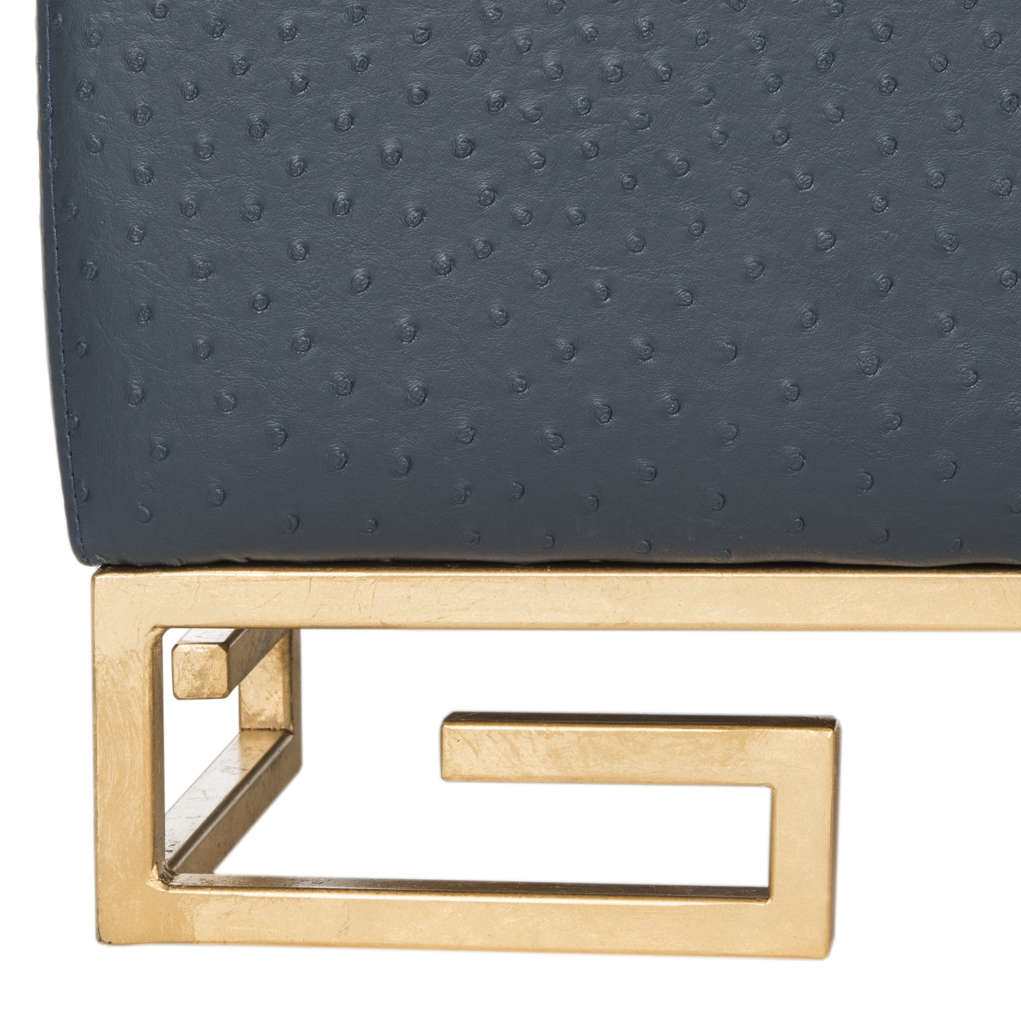 Julian Faux Ostrich Tray Ottoman/Coffee Table - Navy/Espresso - Safavieh - Image 4