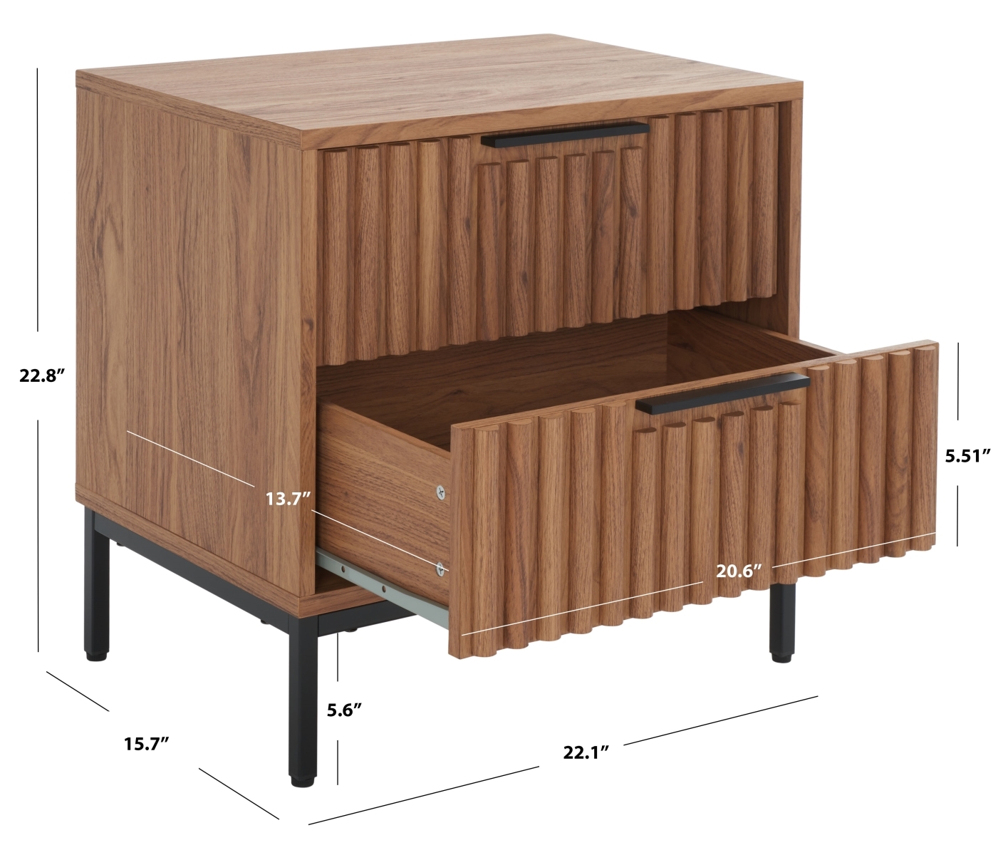 Lylia 2 Drawer Nightstand - Oak / Black - Safavieh - Image 9