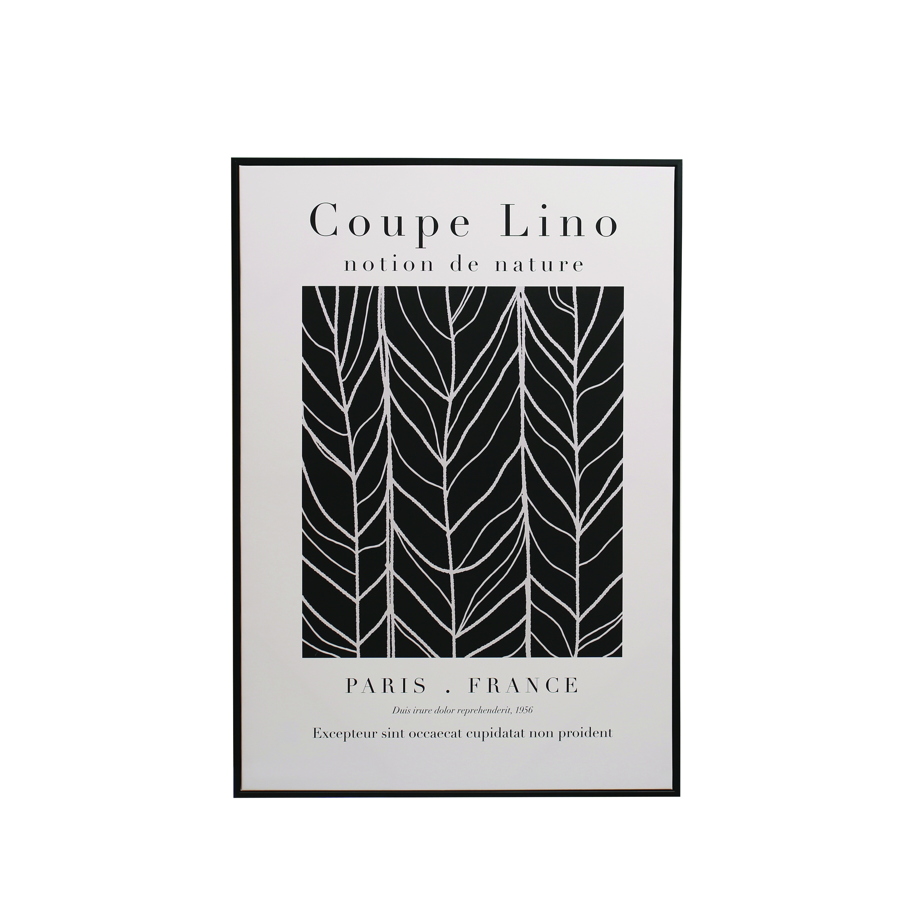 39.25 Inches Canvas Framed Wall Décor "Coupe Lino" Text, Black and White - Image 0