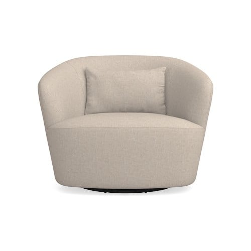 Tate Swivel Armchair, Chunky Linen, Natural - Image 0
