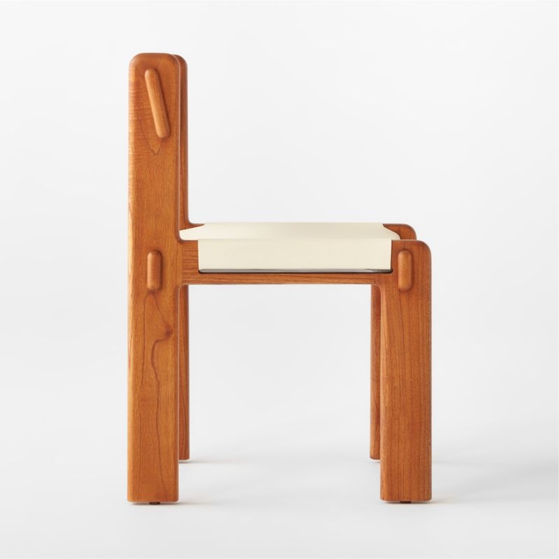 Kinsey Wood and White Leather Dining Chair - Image 3